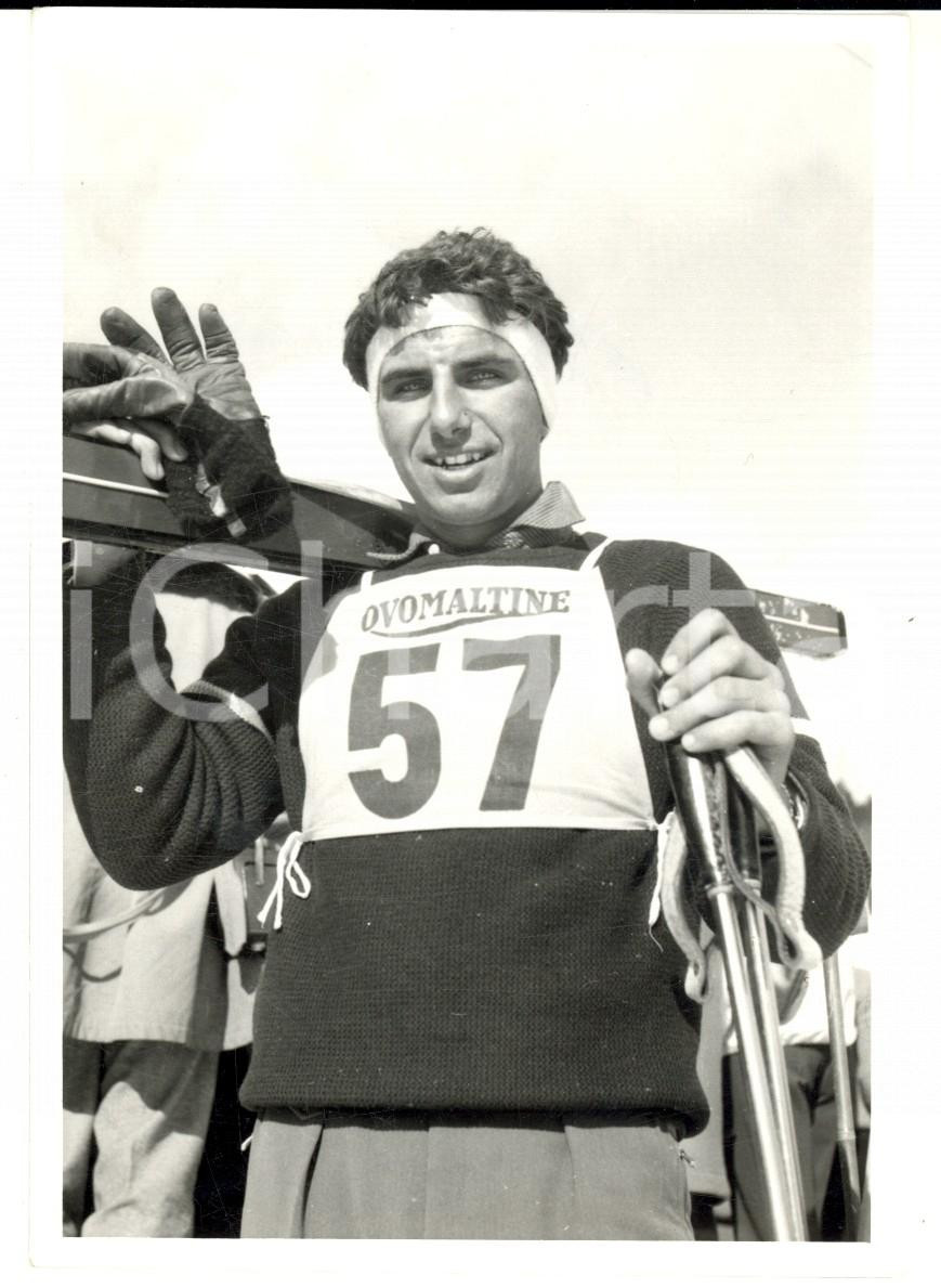 Fotografia d epoca originale 1950 ca SWITZERLAND Campionati di SCI ALPINO Ritratto di Fredy BRUPBACHER Foto 1