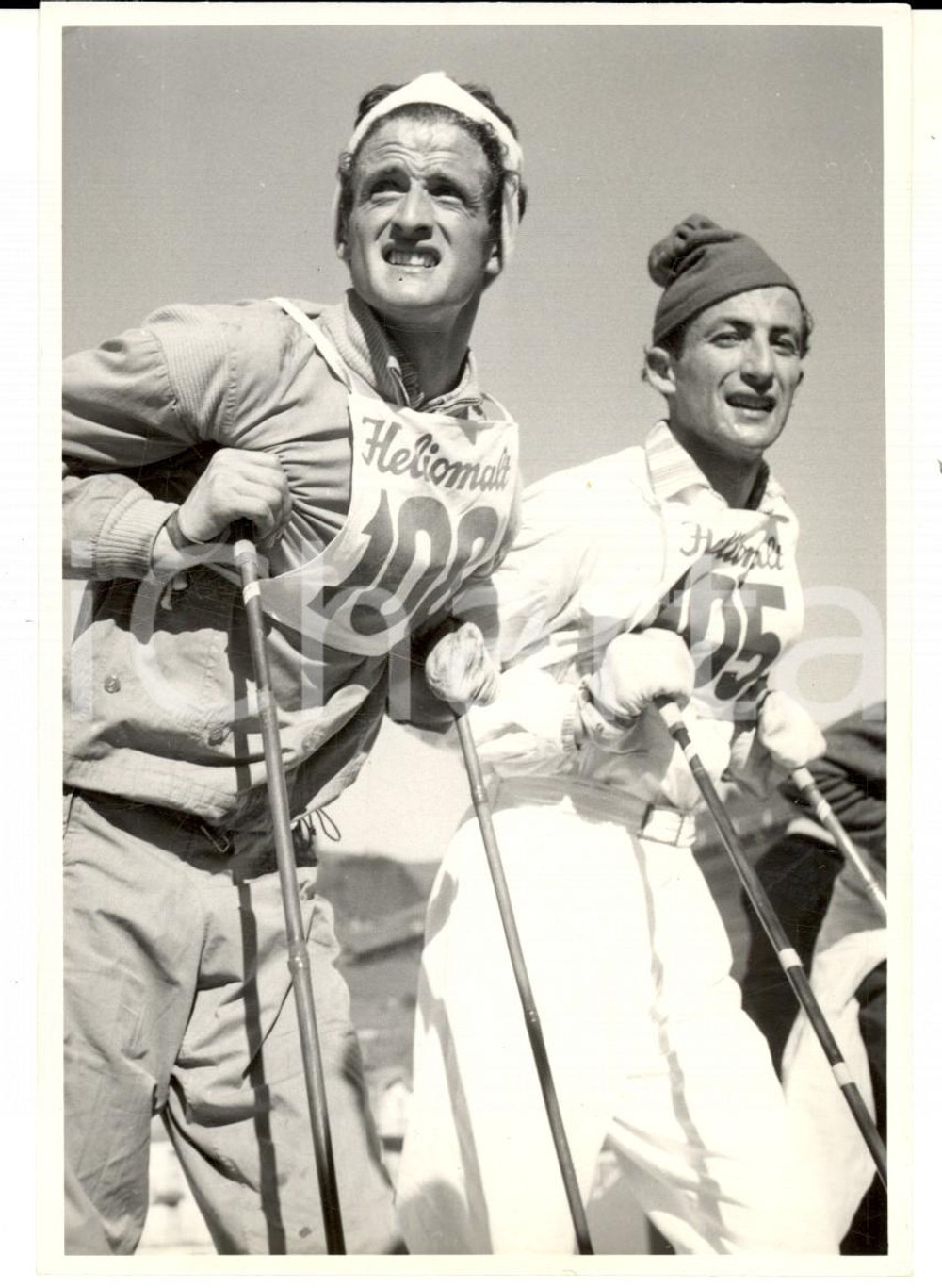 Fotografia d epoca originale 1950 ca SWITZERLAND Campionati SCI ALPINO Victor KRONIG e Lorenz POSSA Foto 1