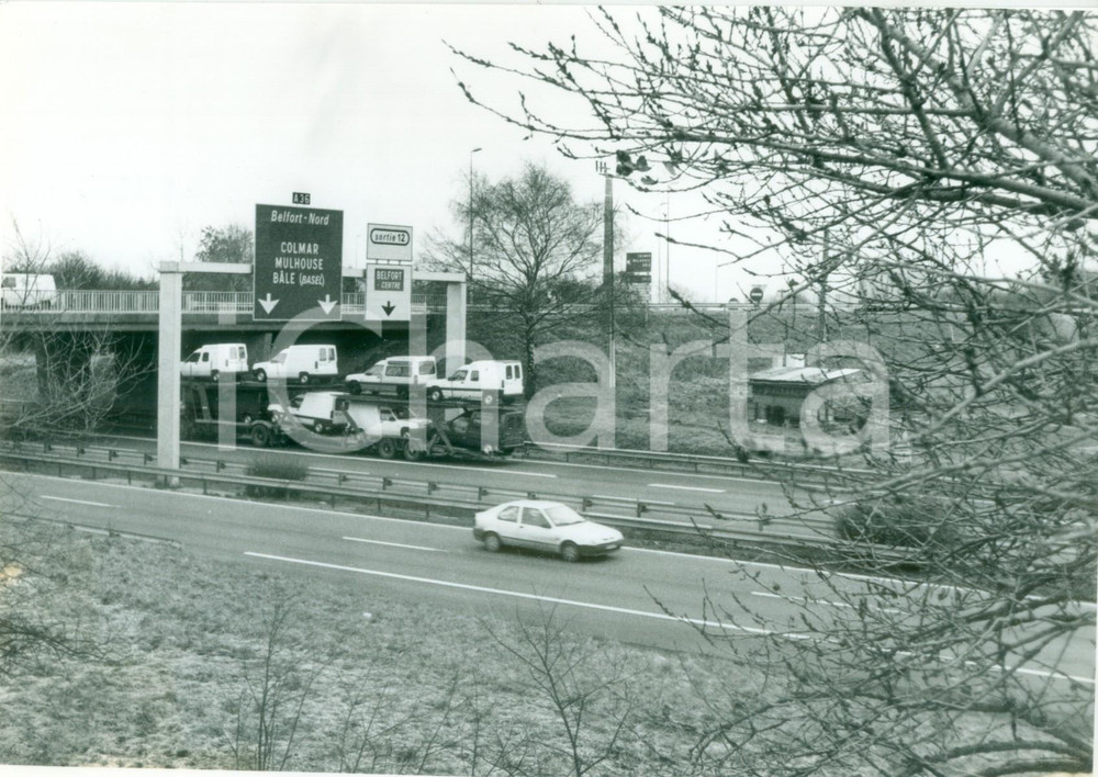 Fotografia d epoca originale 1985 ca ALSACE F Autocarro in autostrada verso COLMAR Fotografia cm 24 x 17 1