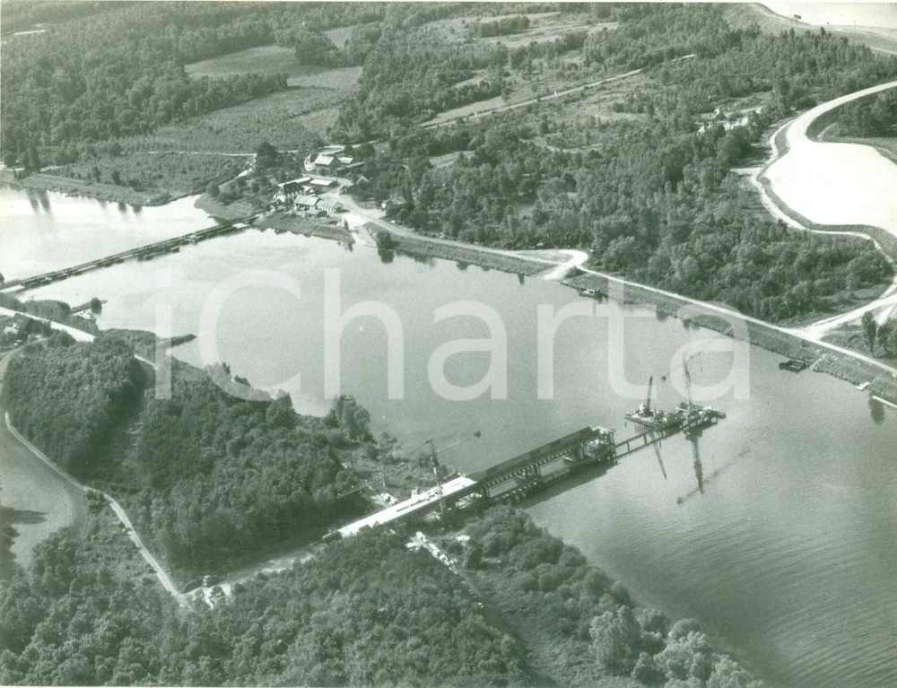 Fotografia d epoca originale 1983 ALSACE F Costruzione ponte autostrada RN59 sul RENO Fotografia cm 24 x 17 1