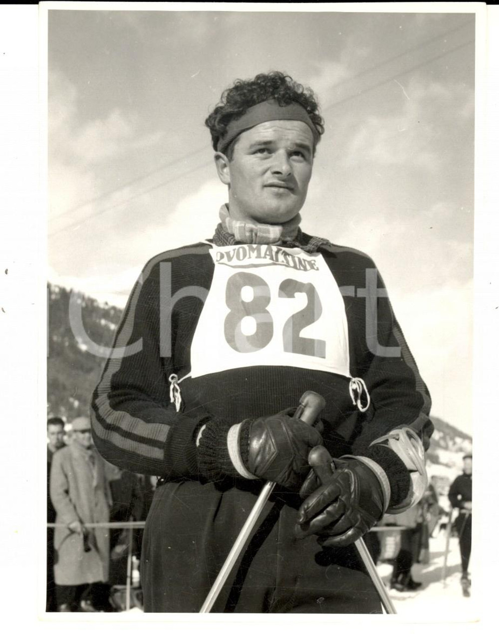 Fotografia d epoca originale 1950 ca SWITZERLAND Campionati di SCI ALPINO Ritratto di Milo FELLAY Foto 1