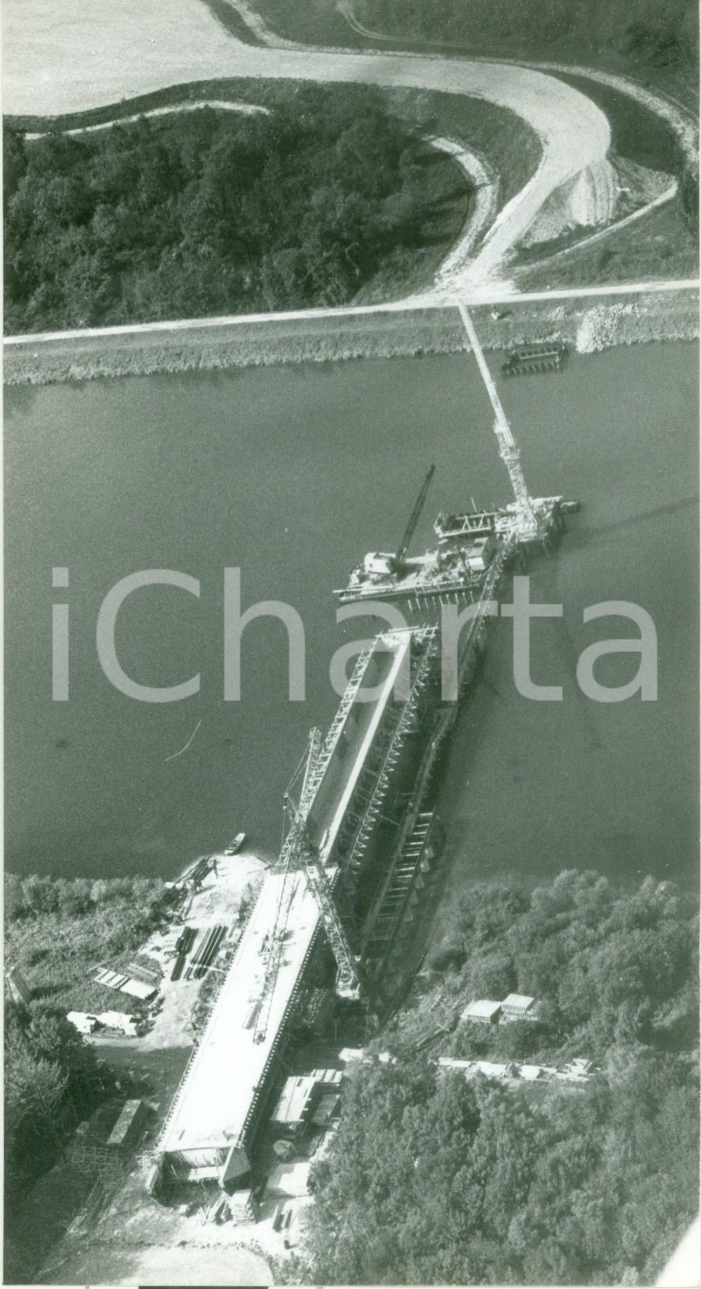 Fotografia d epoca originale 1983 ALSACE F Costruzione ponte autostrada RN59 sul RENO Fotografia cm 13 x 24 1