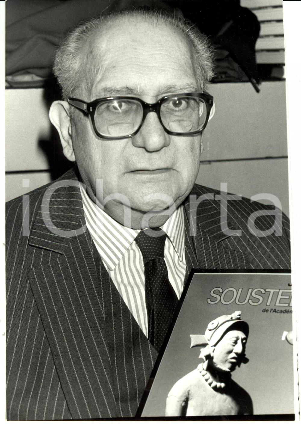 Fotografia d epoca originale 1990 PARIS Jacques SOUSTELLE membro ACADEMIE FRANCAISE etnologo Foto 1