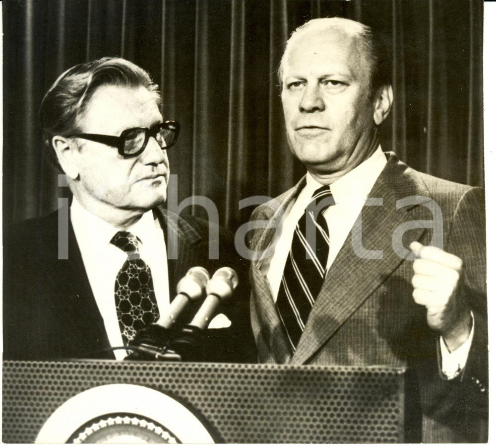 Fotografia d epoca originale 1975 ca USA Nelson ROCKEFELLER and Gerald Rudolph FORD President Photograph 1