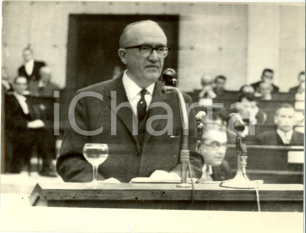 Fotografia d epoca originale 1973 STRASBURGO F Walter HALLSTEIN al Parlamento Europeo Fotografia 1