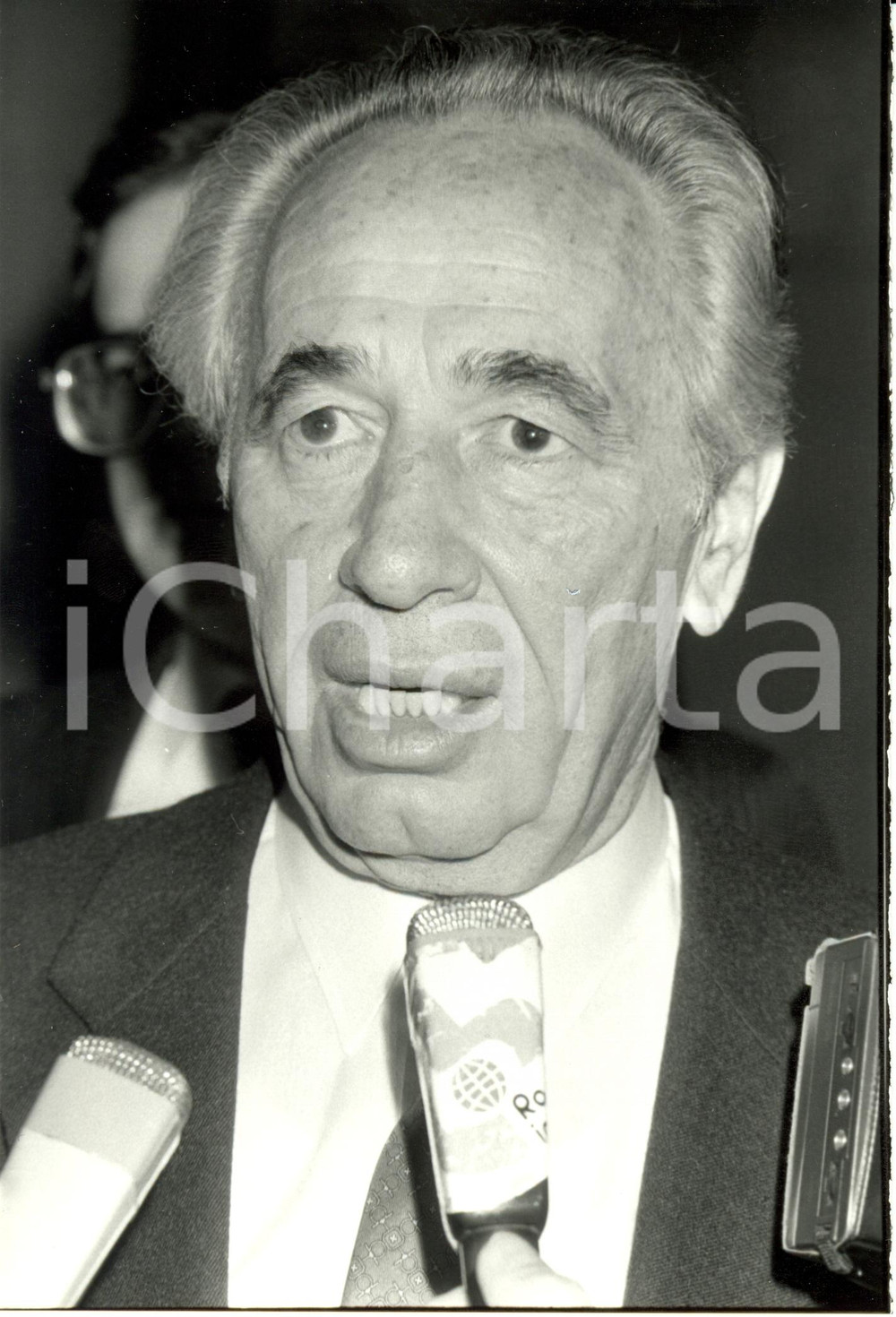 Fotografia d epoca originale 1990 ISRAELE Shimon PERES Ministro Affari Esteri durante crisi politica Foto 1