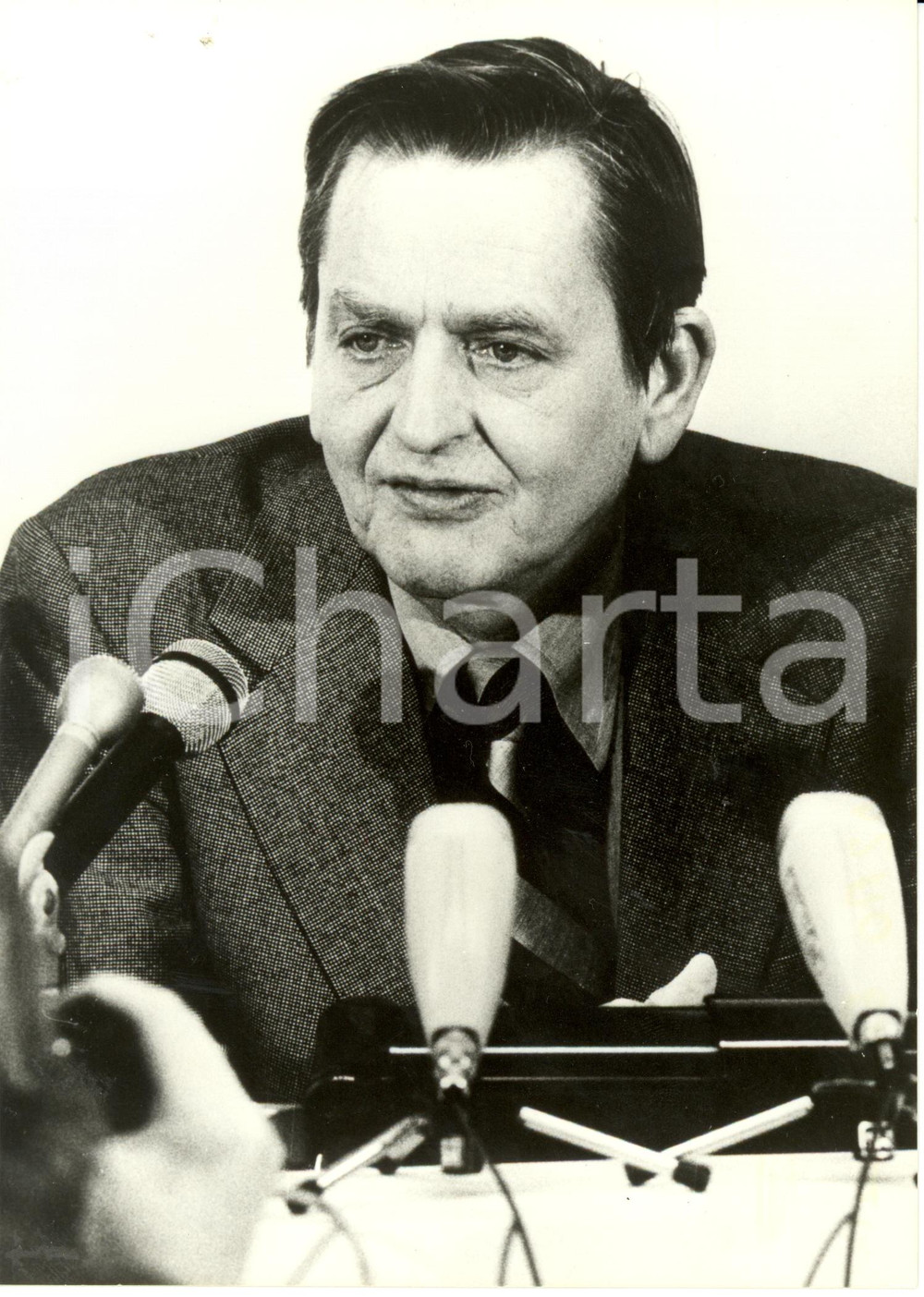 Fotografia d epoca originale 1980 STOCCOLMA Olof PALME interviene nella guerra IRANIRAK Foto 1