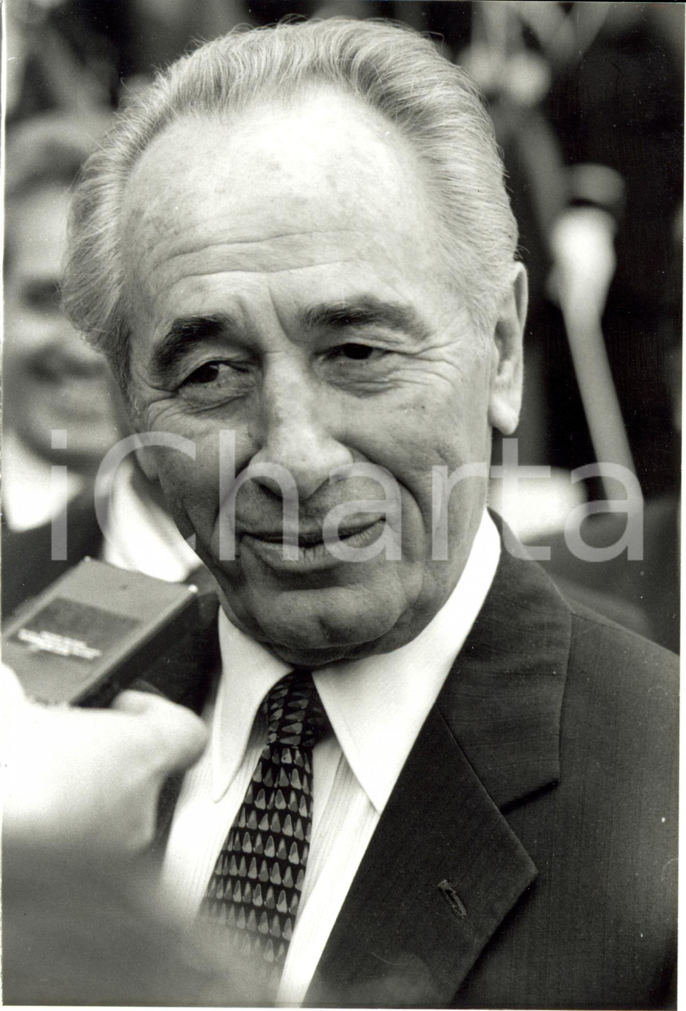 Fotografia d epoca originale 1992 PARIS Shimon PERES dopo l incontro ufficiale con FranÃ§ois MITTERRAND Foto 1