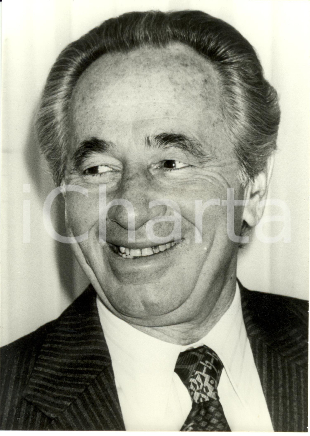 Fotografia d epoca originale 1988 PARIS Shimon PERES invitÃ© Ã  ANTENNE 2 pour 40Â° anniversaire Etat d ISRAEL 1