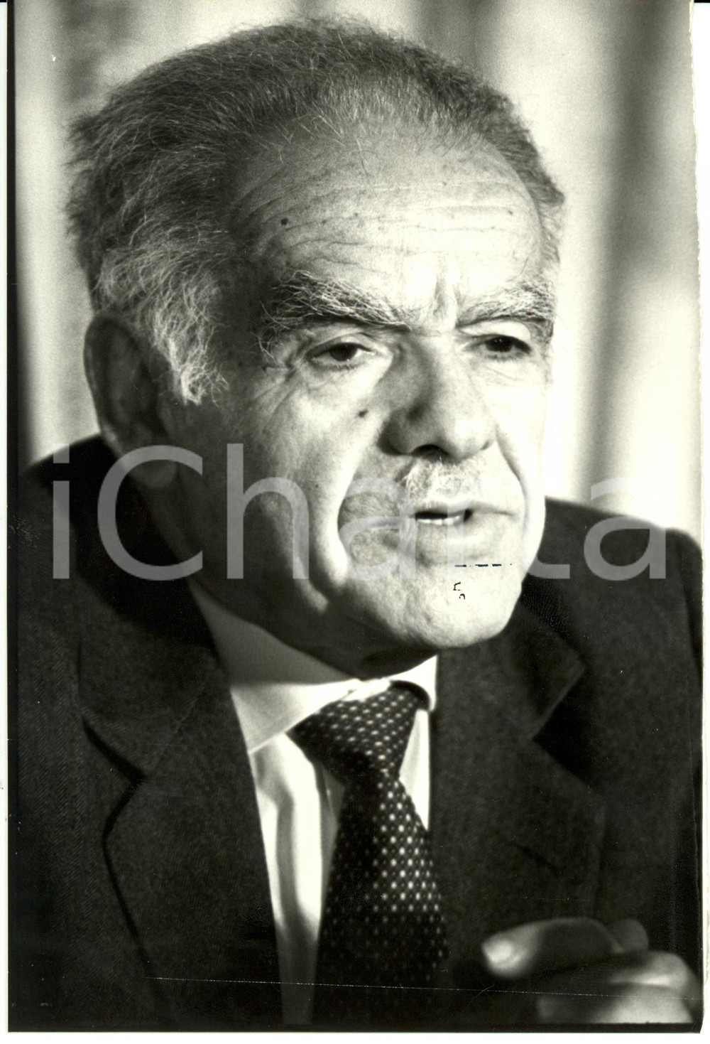 Fotografia d epoca originale 1989 ISRAELE Yitzhak SHAMIR Primo Ministro vs dichiarazioni USA James BAKER Foto 1