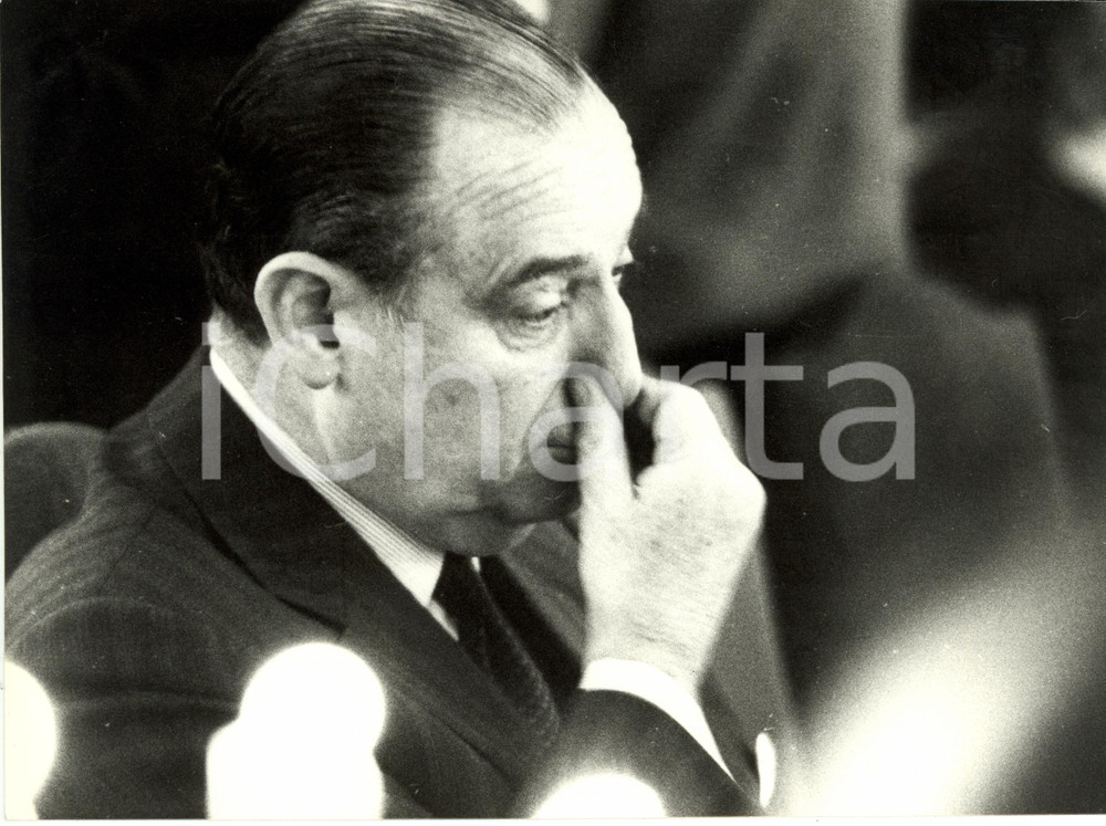 Fotografia d epoca originale 1984 MULHOUSE F Raymond BARRE ritratto Fotografia Serge REALINI 16 x 22 cm 1