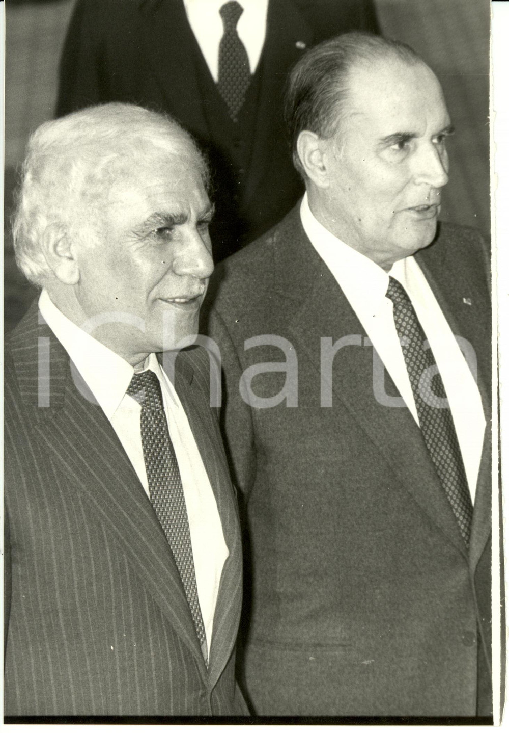Fotografia d epoca originale 1989 PARIS Chadli BENDJEDID presidente ALGERIA e FranÃ§ois MITTERRAND Foto AGIP 1