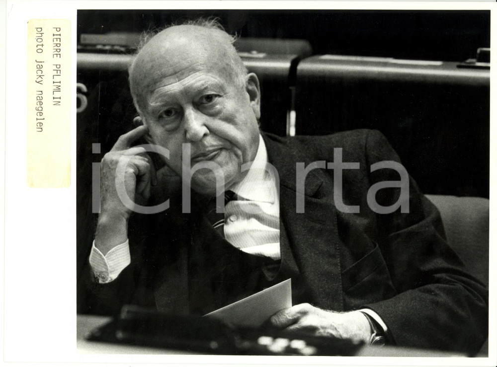 Fotografia d epoca originale 1987 STRASBOURG Pierre PFLIMLIN lascia presidenza PARLAMENTO EUROPEO Fotografia 1
