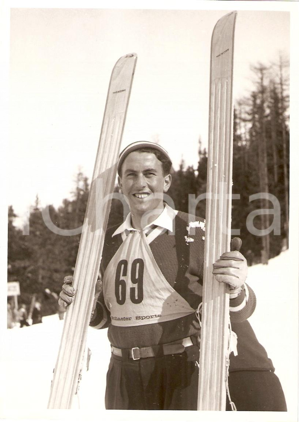 Fotografia d epoca originale 1950 ca SWITZERLAND Campionati SCI DI FONDO Franz REGLI Foto 1