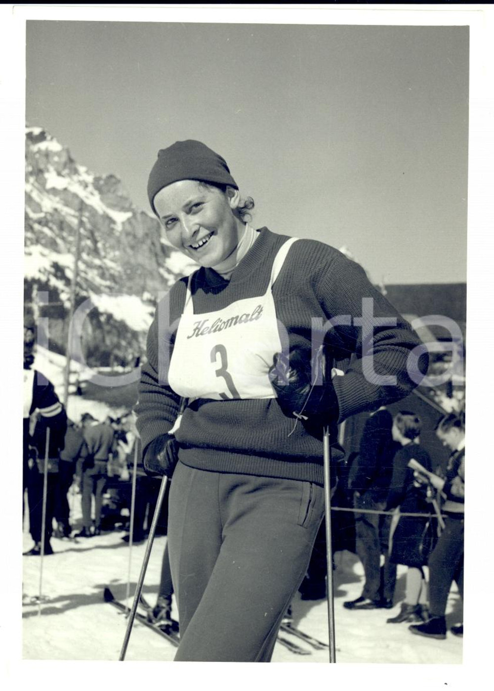 Fotografia d epoca originale 1950 ca SWITZERLAND Campionati SCI ALPINO Rosa WASER Foto 1