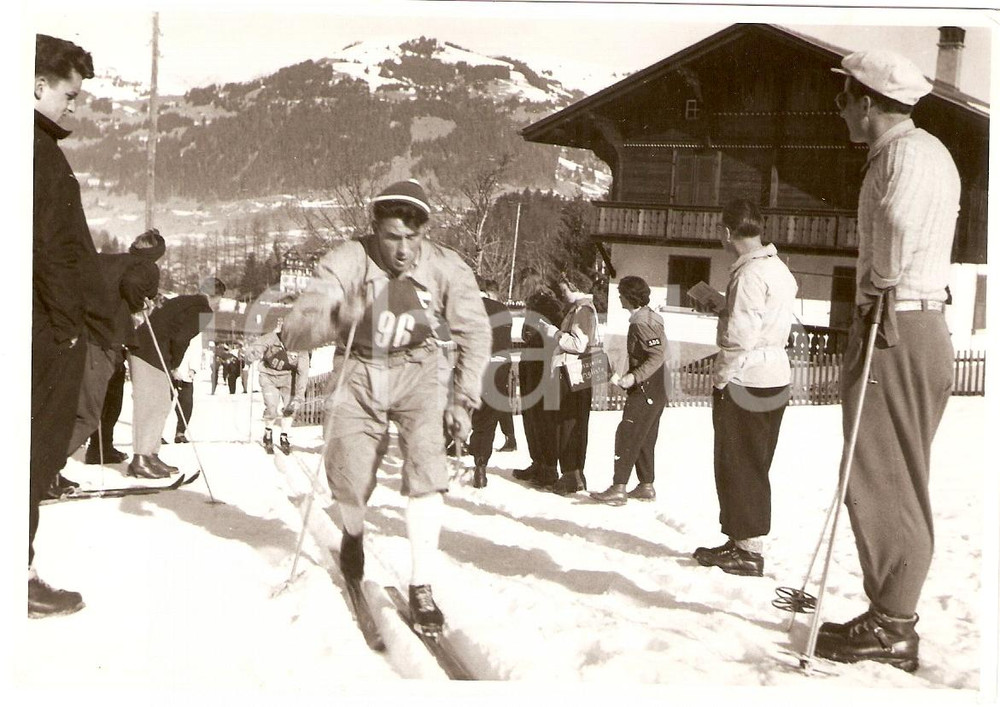 Fotografia d epoca originale 1950 ca SWITZERLAND Campionati SCI DI FONDO Franz REGLI durante gara Fotografia 1