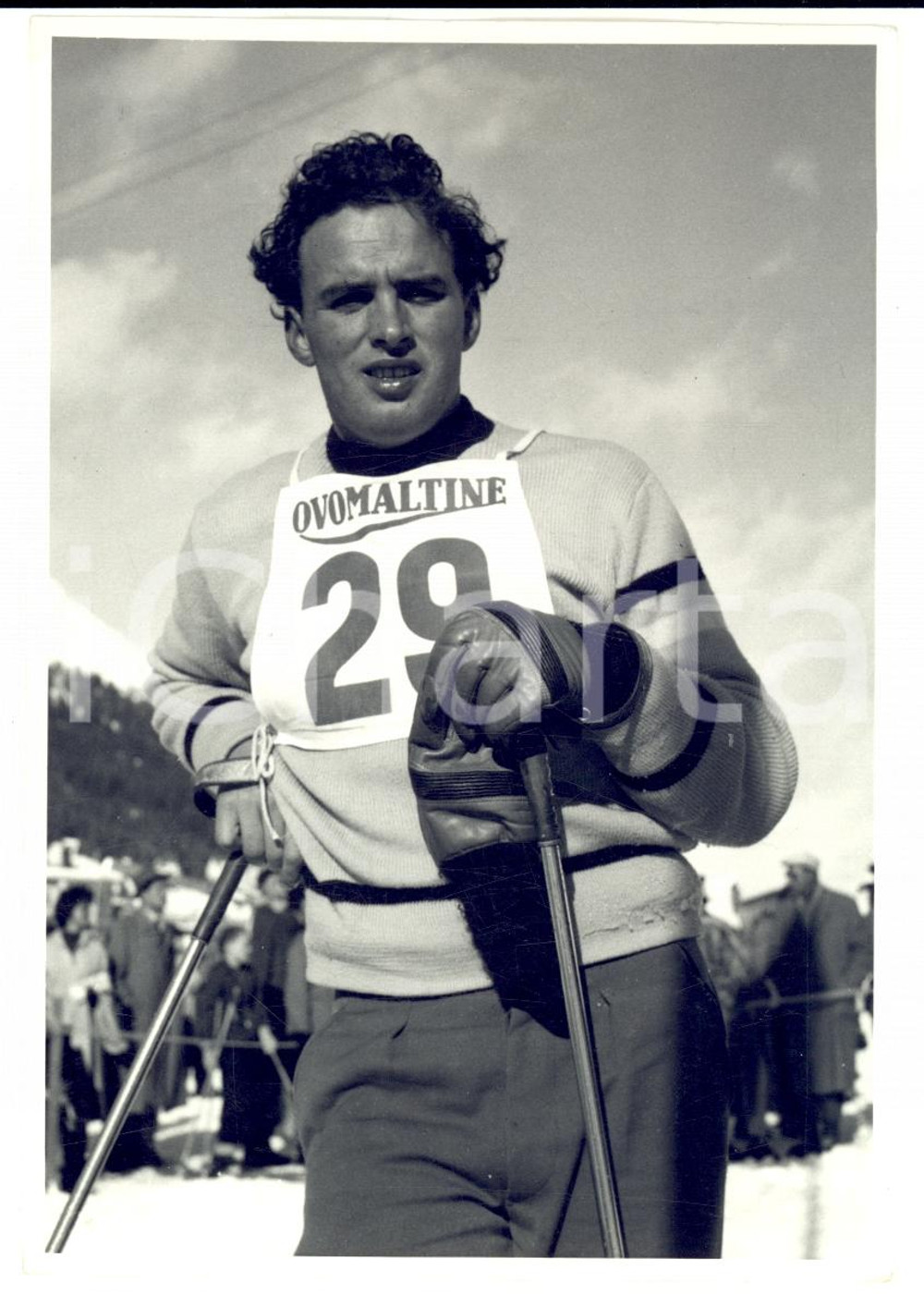 Fotografia d epoca originale 1950 ca SWITZERLAND Campionati SCI ALPINO Ritratto di Raymond FELLAY Foto 1
