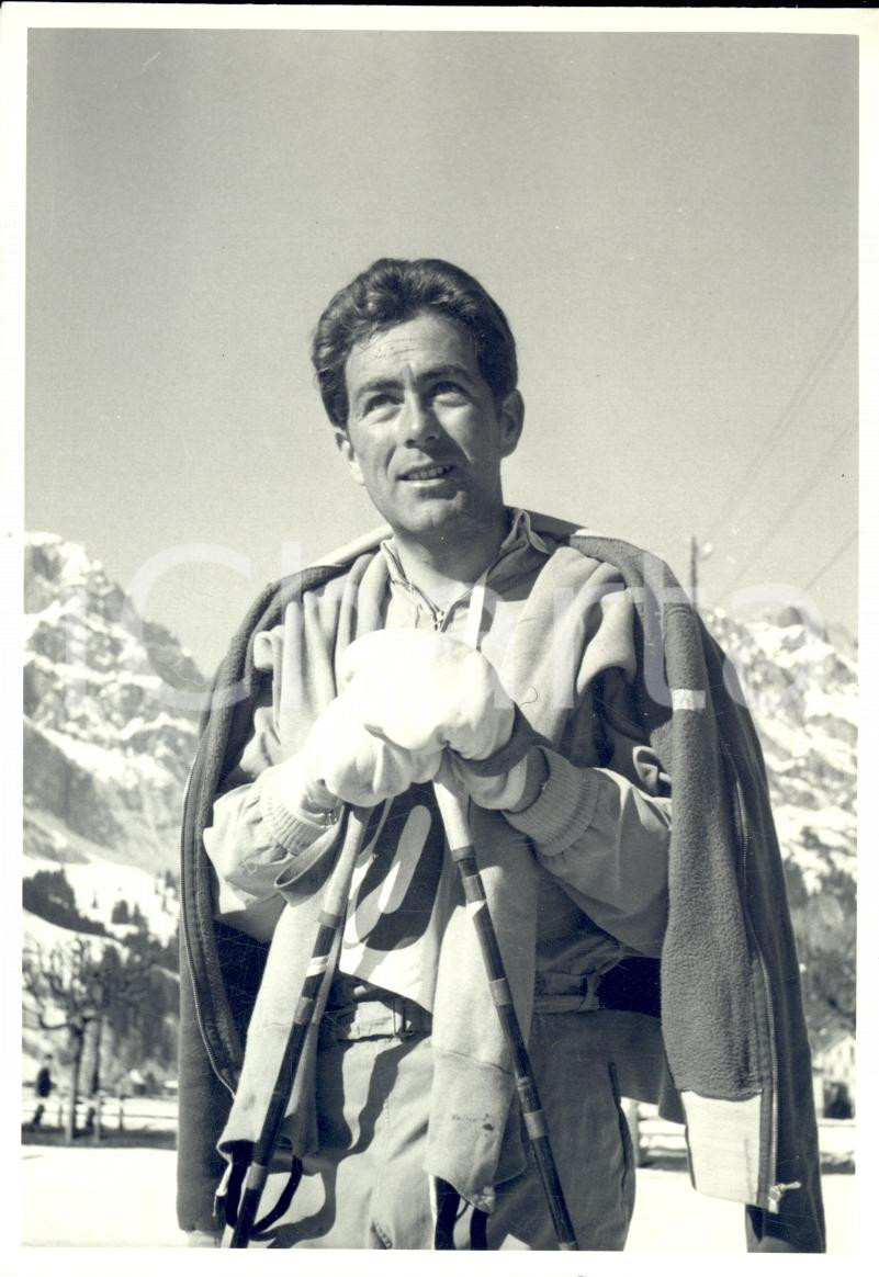 Fotografia d epoca originale 1950 ca SWITZERLAND Campionati SCI ALPINO Ritratto di Erwin HARI Foto 1
