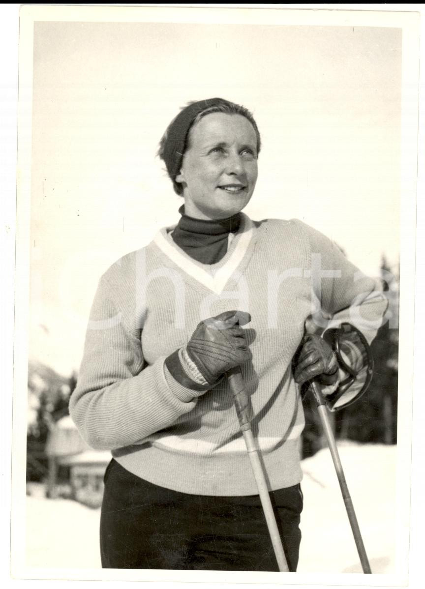 Fotografia d epoca originale 1950 ca SWITZERLAND Campionati SCI ALPINO Ritratto di Ruth FRIEDLIN Foto 1