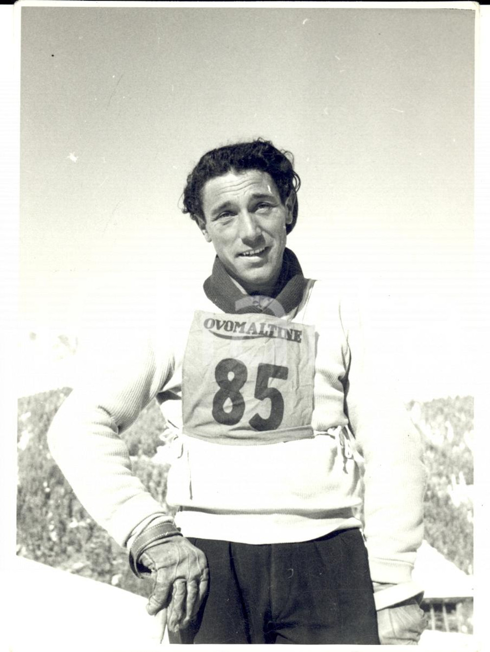 Fotografia d epoca originale 1950 ca SWITZERLAND Campionati SCI ALPINO Ritratto Adolf AUFDENBLATTEN Foto 1