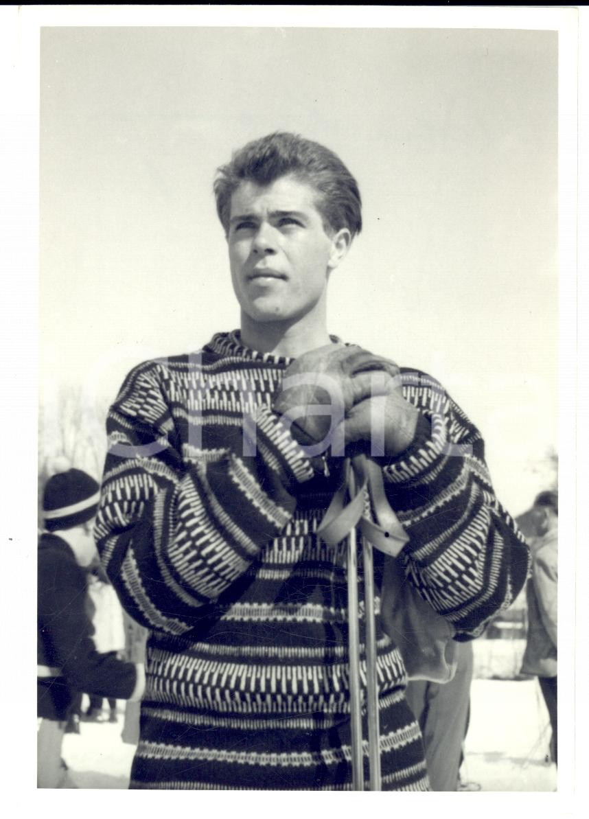 Fotografia d epoca originale 1950 ca SWITZERLAND Campionati SCI ALPINO Ritratto di Peter KRONIG Foto 1