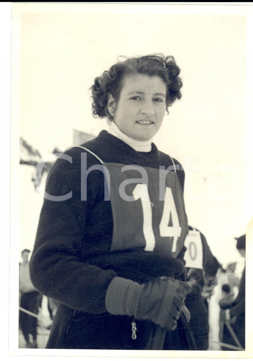 Fotografia d epoca originale 1950 ca SWITZERLAND Campionati SCI ALPINO Ritratto Ida BIERISCHOPFER Foto 1