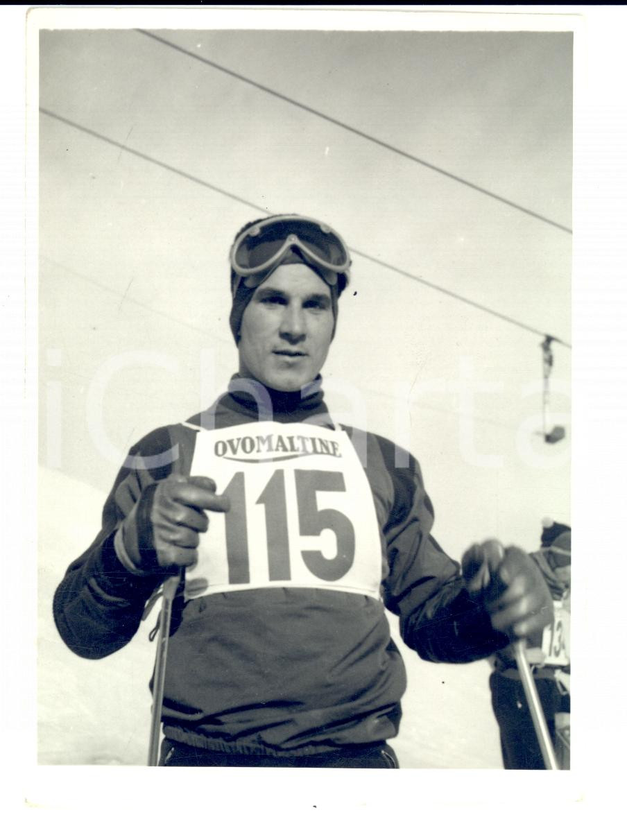 Fotografia d epoca originale 1950 ca SWITZERLAND Campionati SCI ALPINO Ritratto Andreas RUEDI Foto 1