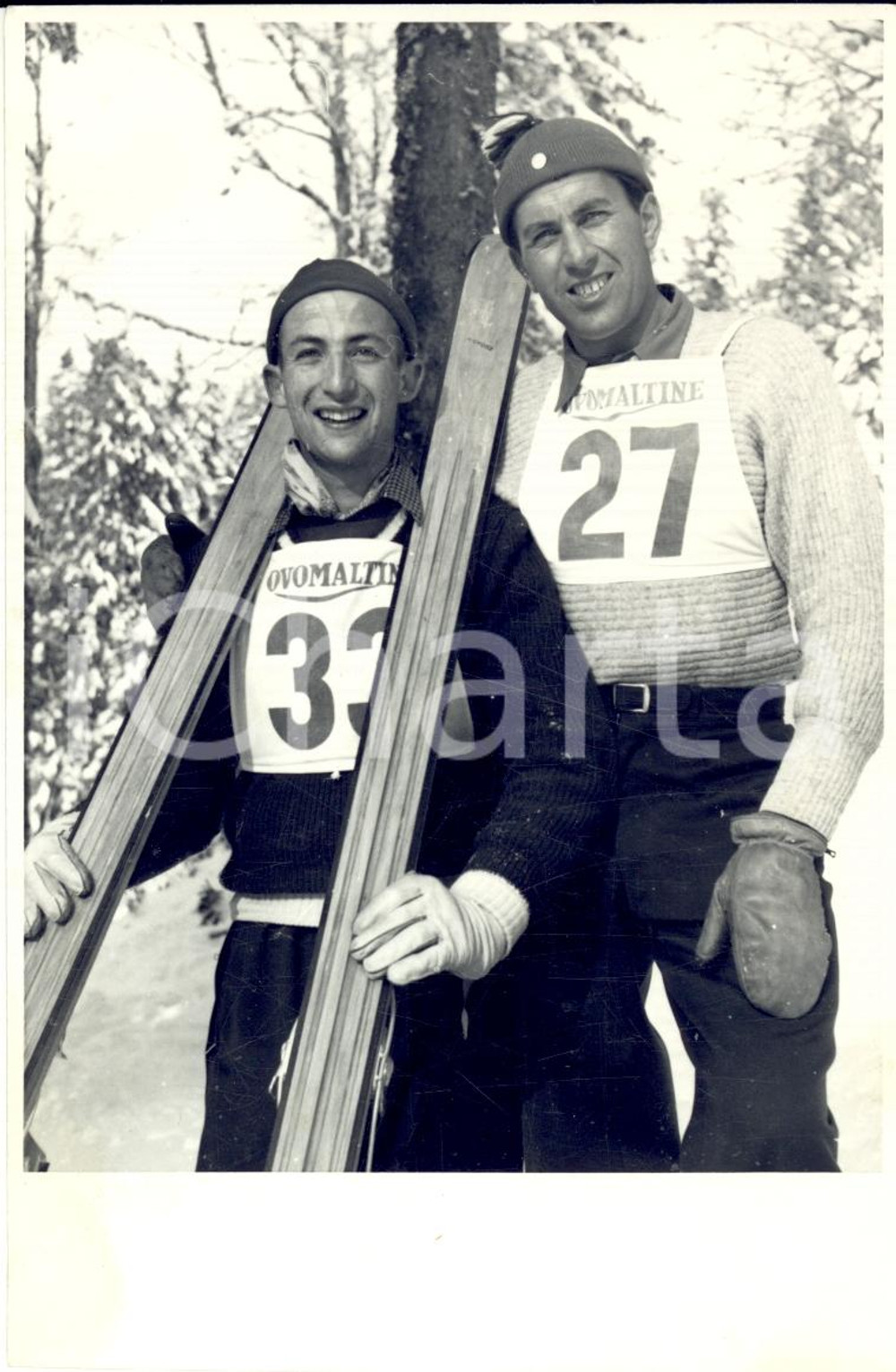 Fotografia d epoca originale 1950 ca SWITZERLAND Campionati SCI ALPINO Lorenz POSSA e Franz REGLI Foto 1