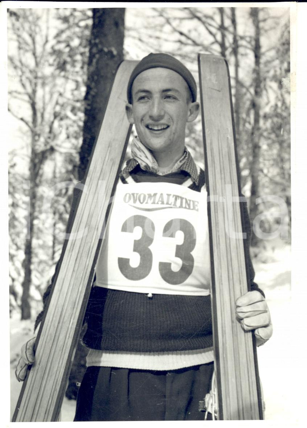 Fotografia d epoca originale 1950 ca SWITZERLAND Campionati SCI ALPINO Ritratto Lorenz POSSA Foto 1