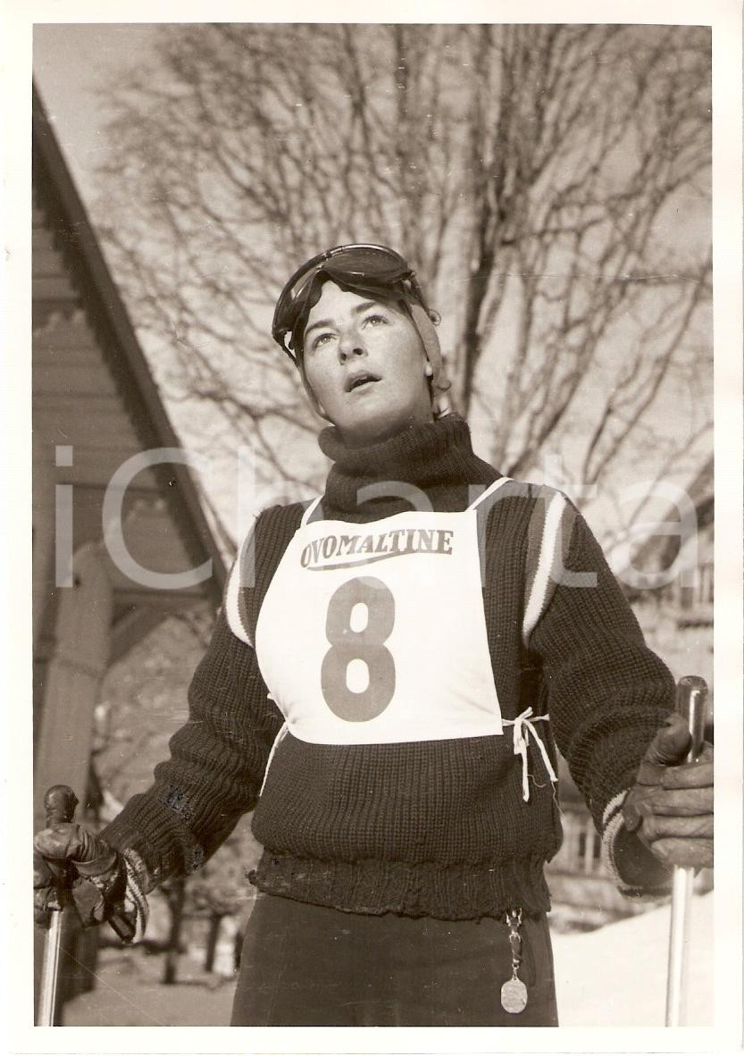 Fotografia d epoca originale 1960 ca SWITZERLAND Campionati SCI ALPINO Anita KERN pronta per la gara 1 1