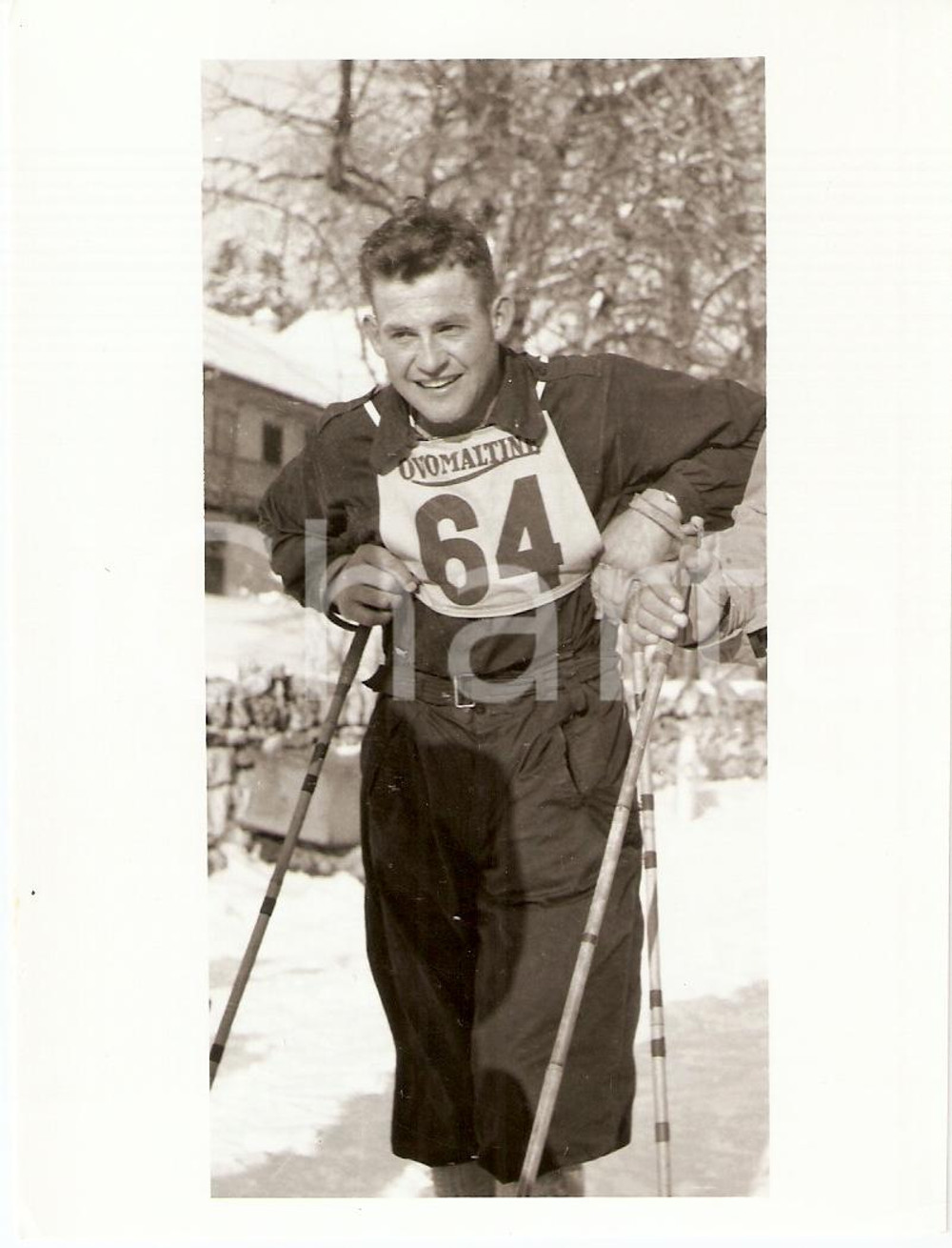 Fotografia d epoca originale 1950 ca SWITZERLAND Campionati SCI ALPINO Ritratto di Fritz KOCHER Foto 10x13 1