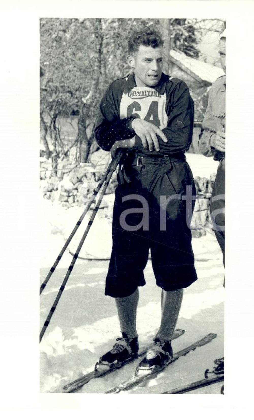 Fotografia d epoca originale 1950 ca SWITZERLAND Campionati SCI ALPINO Ritratto di Fritz KOCHER Foto 1