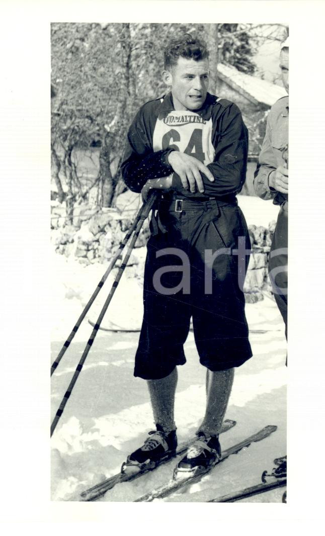 Fotografia d epoca originale 1950 ca SWITZERLAND Campionati SCI ALPINO Ritratto di Fritz KOCHER Foto 1