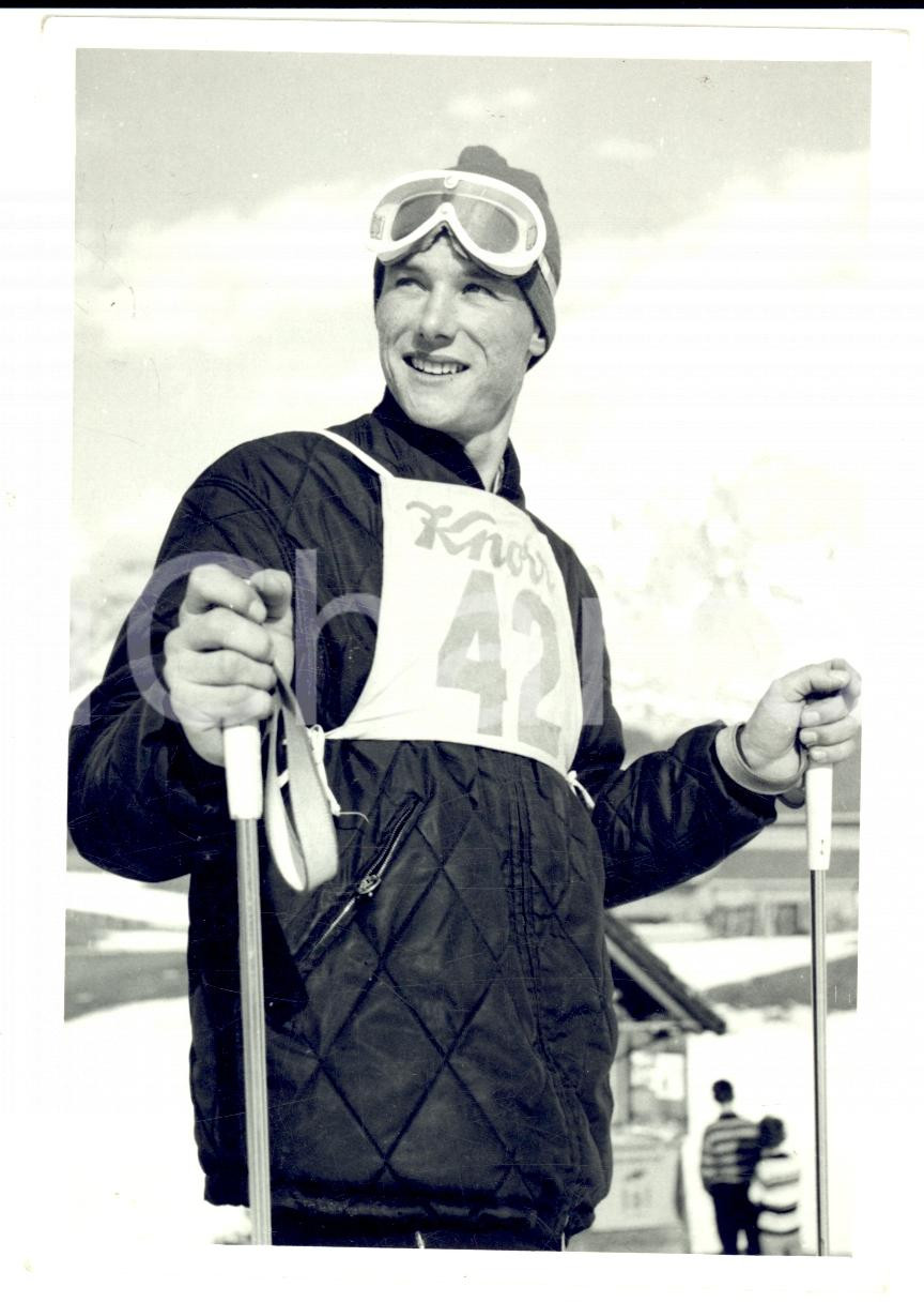 Fotografia d epoca originale 1950 ca SWITZERLAND Campionati SCI ALPINO Ritratto di Jakob ARDUSER Foto 10x14 1