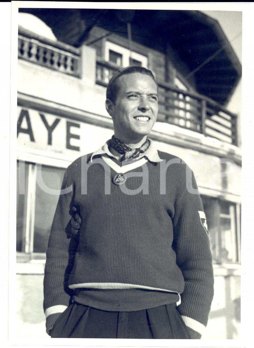 Fotografia d epoca originale 1950 ca SWITZERLAND Campionati SCI ALPINO Ritratto di Dolf ODERMATT Foto 10x14 1