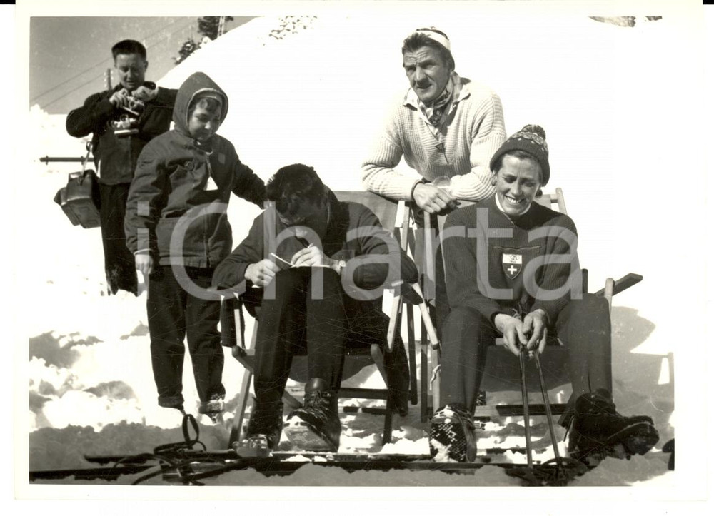 Fotografia d epoca originale 1950 ca SWITZERLAND Campionati SCI ALPINO Roger STAUB e Rudolf ROMINGER Foto 1