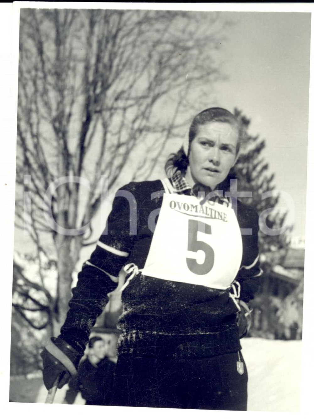 Fotografia d epoca originale 1960 ca SWITZERLAND Campionati SCI ALPINO Ritratto di Hani SOLVEIG Foto 1