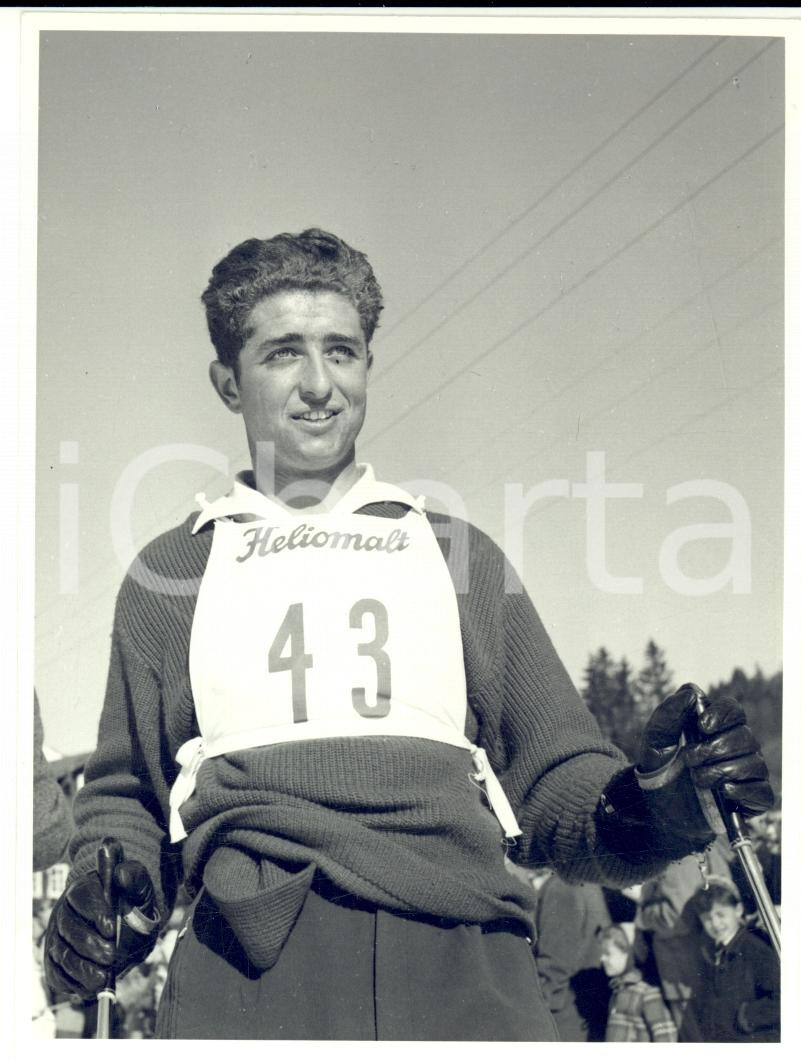 Fotografia d epoca originale 1960 ca SWITZERLAND Campionati SCI ALPINO Werner SCHMID pronto per la gara 1