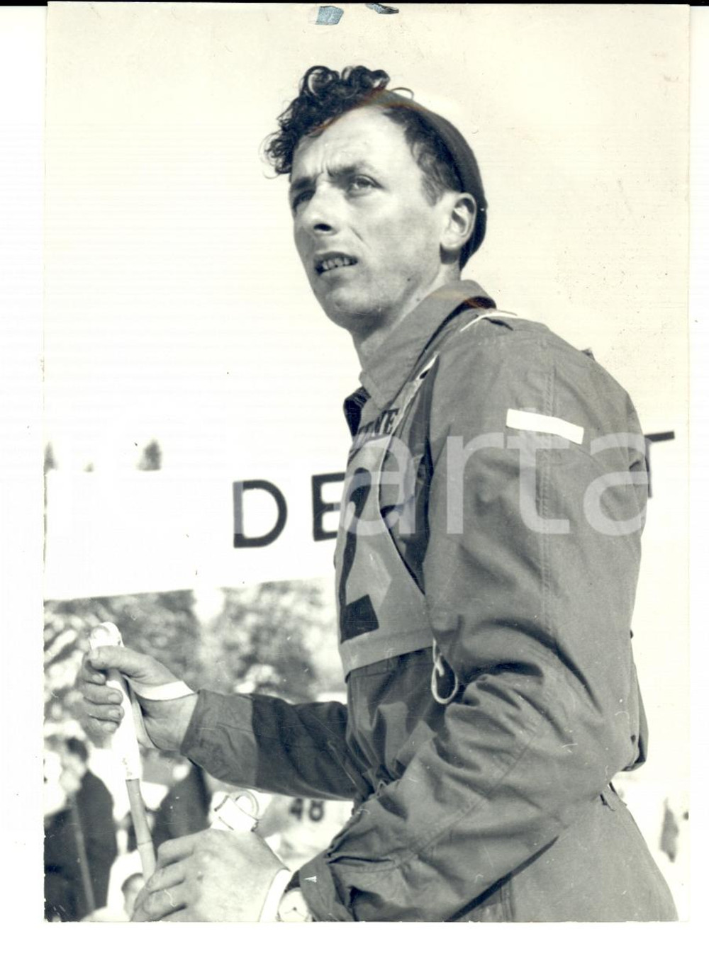 Fotografia d epoca originale 1950 ca SWITZERLAND Campionati SCI ALPINO Ritratto di Marcel HUGUENIN Foto 1