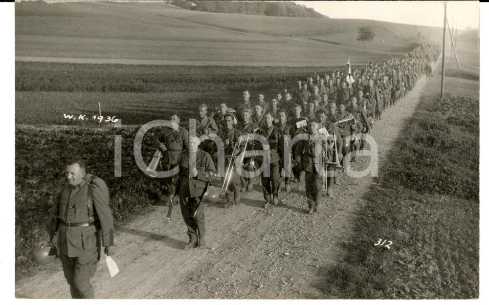 Fotografia d epoca originale 1936 OPFIKONZURICH SCHWEIZER ARMEE 127Â° Battaglione  Reparto musicisti 1