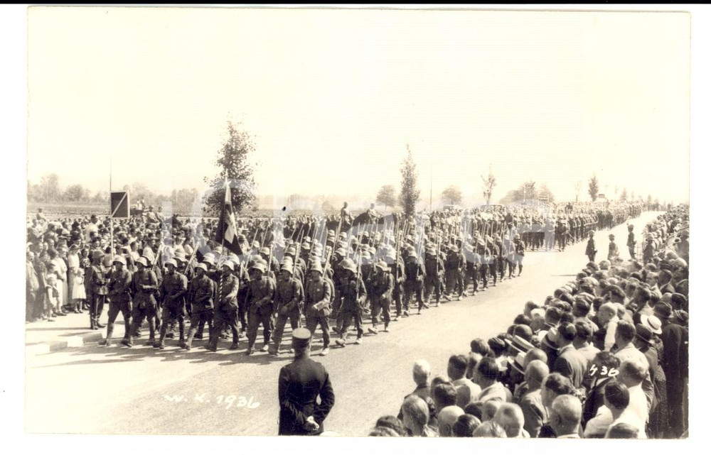 Fotografia d epoca originale 1936 OPFIKONZURICH SCHWEIZER ARMEE Parata ufficiale militari fanteria Foto 1