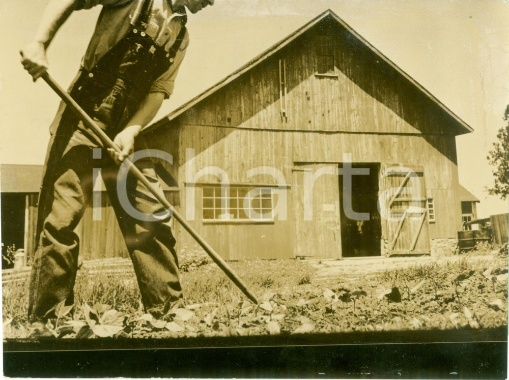 Fotografia d epoca originale 1944 WWII CONNECTICUT USA Veteran Malcolm STANNARD al lavoro dopo guerra FOTO 1