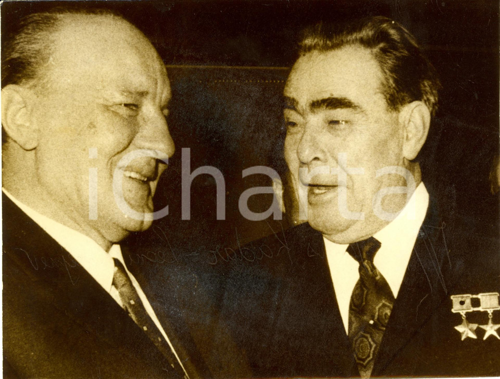 Fotografia d epoca originale 1975 ca URSS? Janos KADAR e LÃ©onid ILITCH BREZNEV Fotografia 1