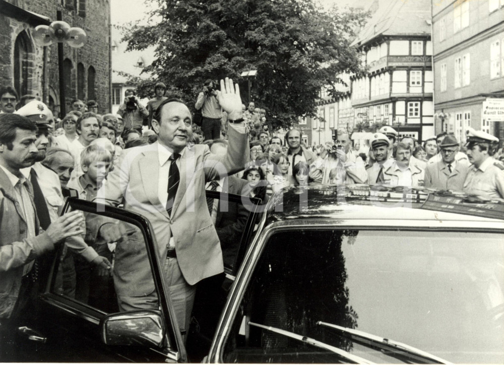 Fotografia d epoca originale 1986 GERMANIA HansDIETRICH GENSCHER durante campagna elettorale Fotografia 1