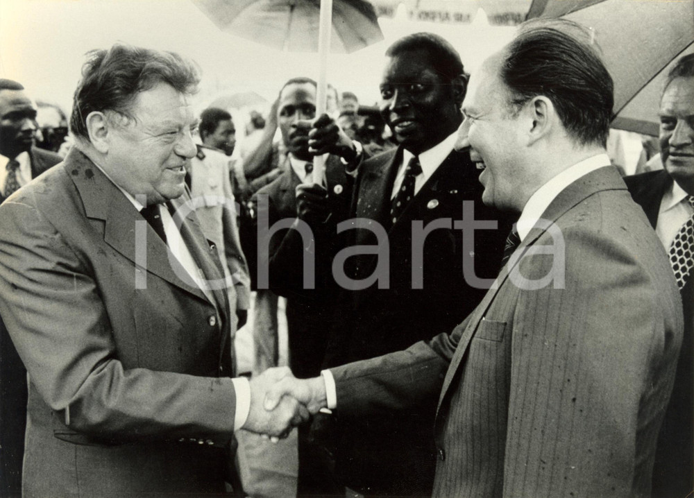 Fotografia d epoca originale 1986 TOGO Franz Joseph STRAUSS Presidente BAVIERA e JÃ¼rgen WARNKE CSU Foto 1