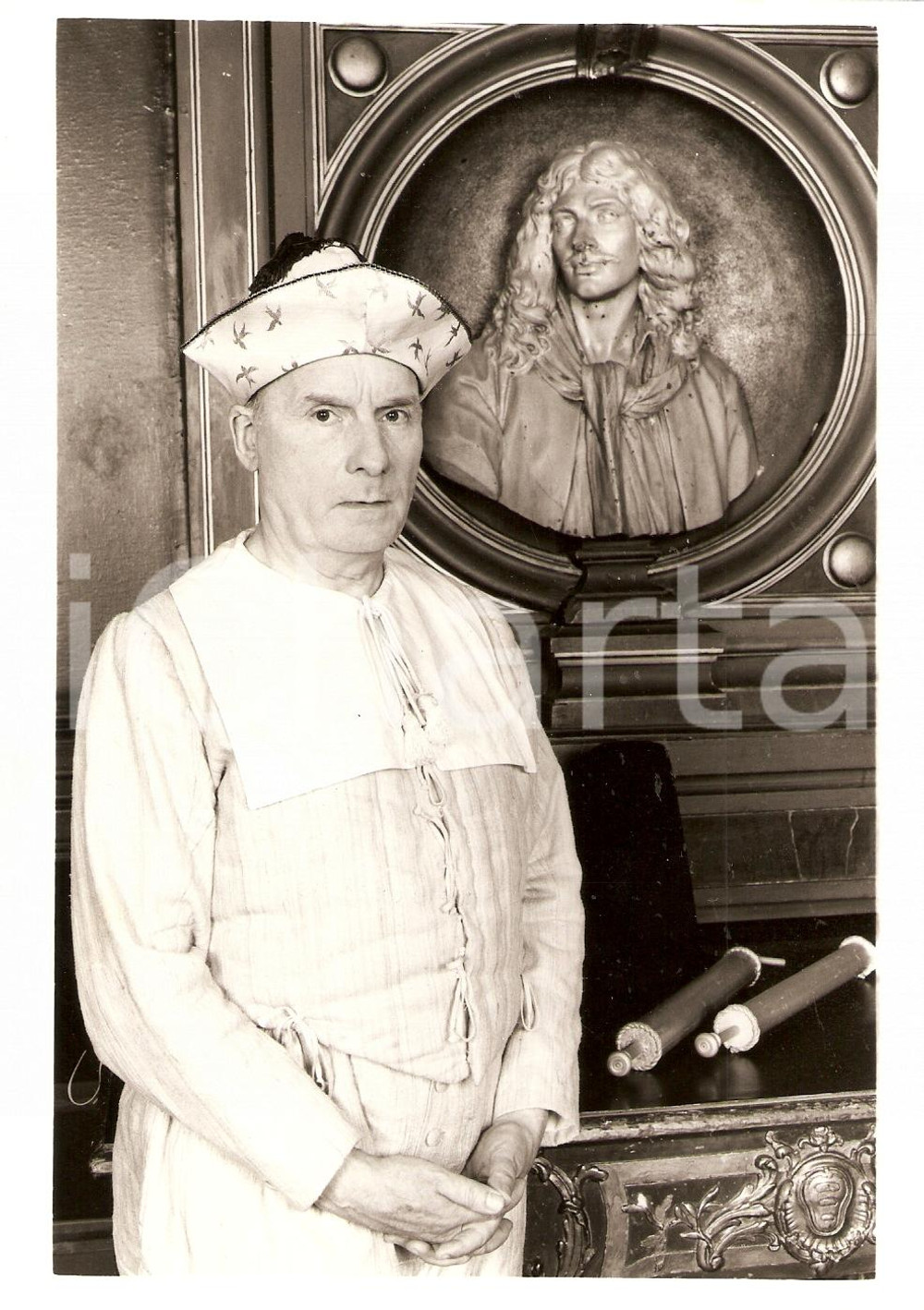 Fotografia d epoca originale 1988 MALADE IMAGINAIRE Michel BOUQUET dans Ã©mission OEIL EN COULISSE Foto 1