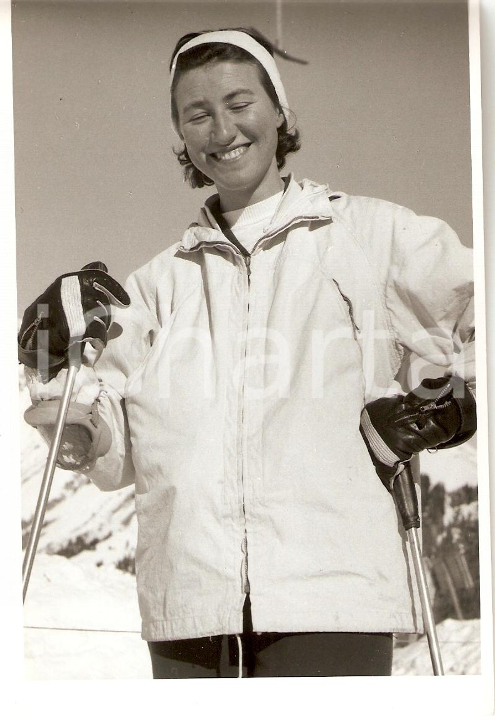 Fotografia d epoca originale 1955 ca SWITZERLAND Campionati SCI ALPINO Rosmarie REICHENBACH Allenamenti 1 1