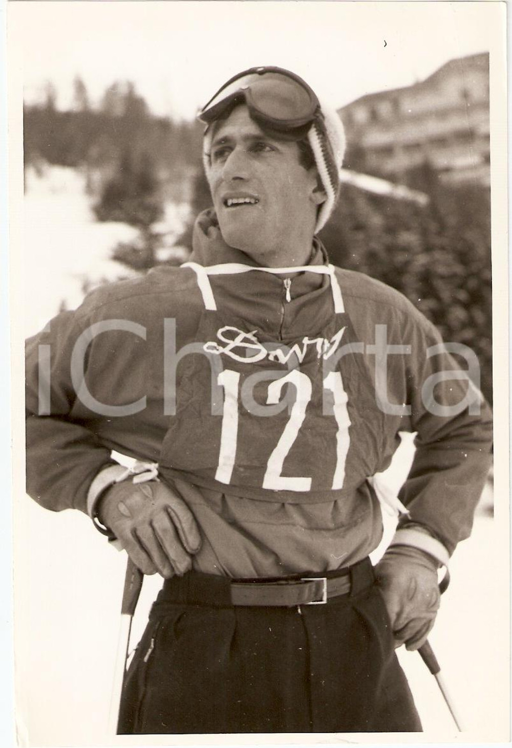 Fotografia d epoca originale 1960 ca SWITZERLAND Campionati SCI ALPINO Reto POLTERA di GRAUBUNDEN Foto 1