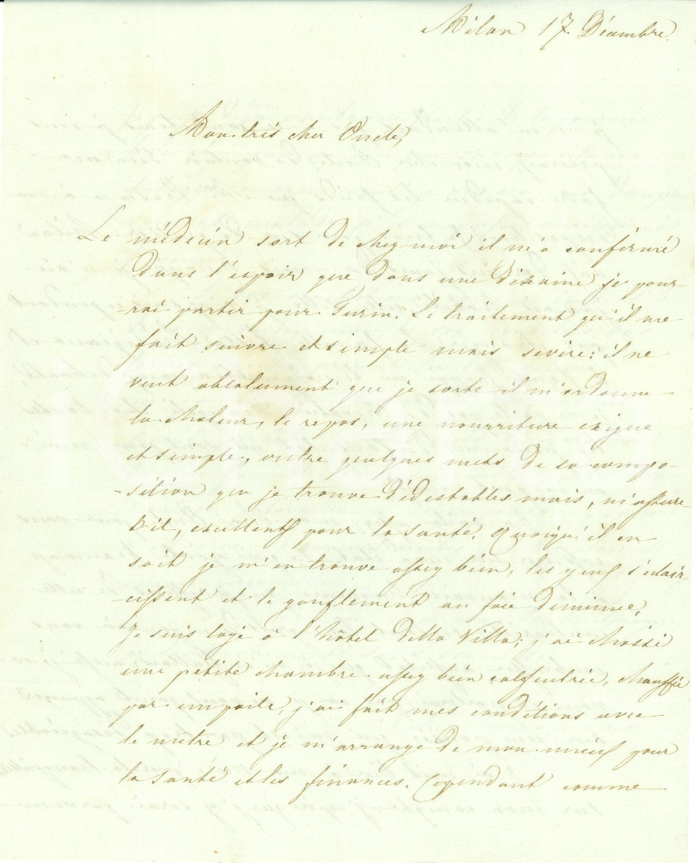 Documento originale, autentico 1810 ca MILANO Nipote Cavaliere Luigi MONTIGLIO bisognoso cure mediche Lettera 1