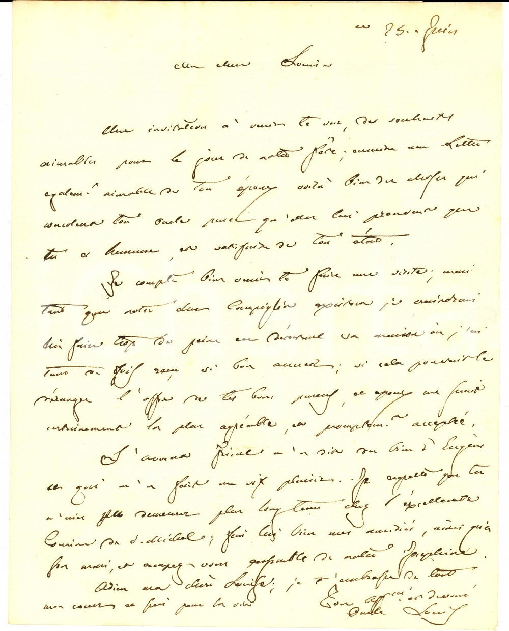 Autografo originale 1840 ca CASALE MONFERRATO AL Luigi MONTIGLIO DI VILLANOVA alla nipote Autografo 1